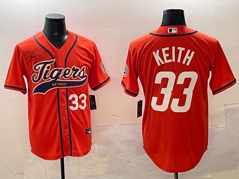 Men Detroit Tigers #33 Keith Orange Joint Name Game 2025 Nike MLB Jersey style 3